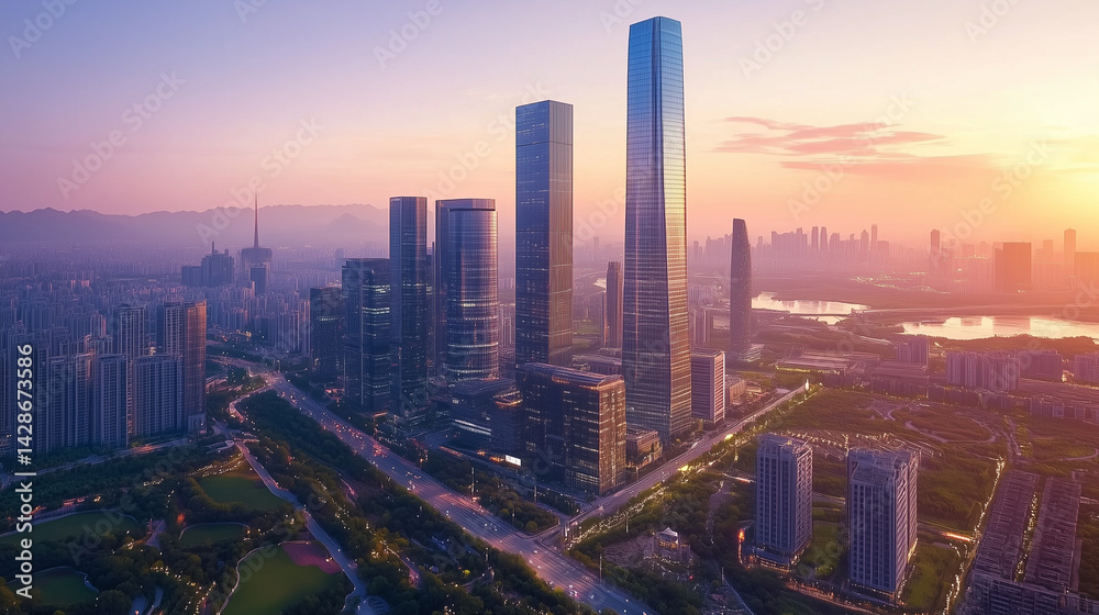 Obraz premium sunset over the city