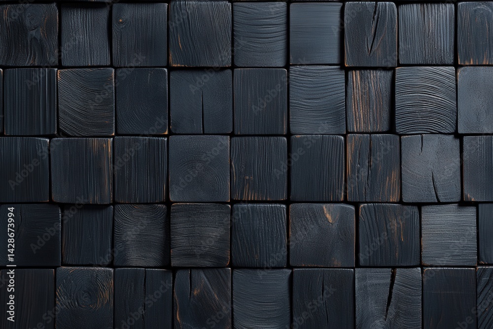 Dark Stained Wooden Blocks Arranged in a Pattern on a Surface