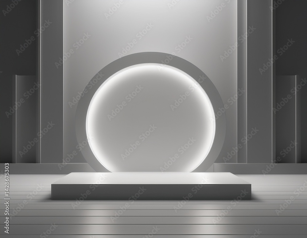 Fototapeta premium abstract 3d shape podium with lighting on studio background display pedestal mockup minimal scene empty stage for presentation product cosmetic stand showcase exhibition fashion stage