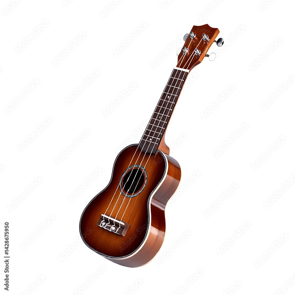 Fototapeta premium A brown soprano ukulele isolated on a clean white background