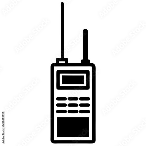 Isolated on white, a portable radio with antenna and a mobile phone represent wireless communication technology
