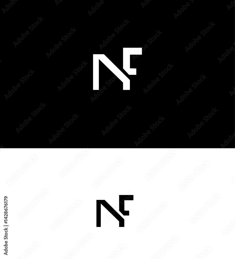 Fototapeta premium Modern NF Monogram Logo Design Black, White, Minimalist, Geometric, Interlocked