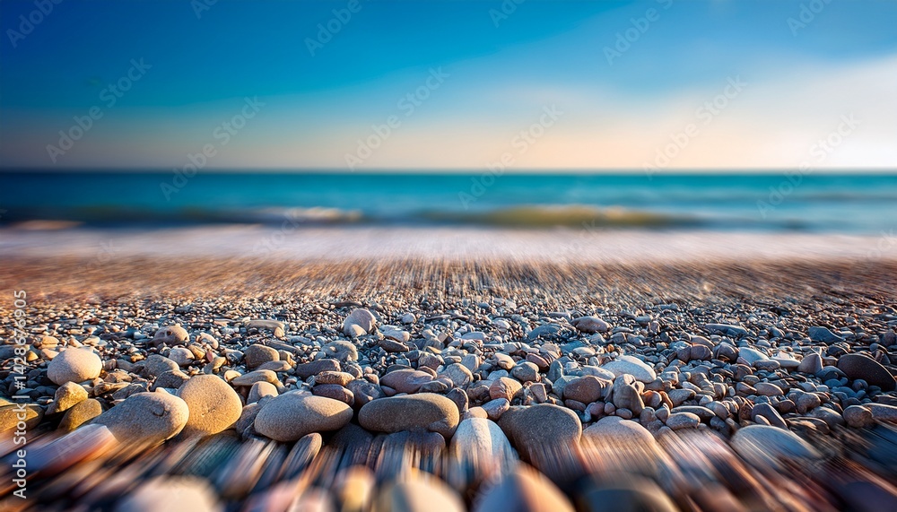 Obraz premium pebbles beach tilt shift blur