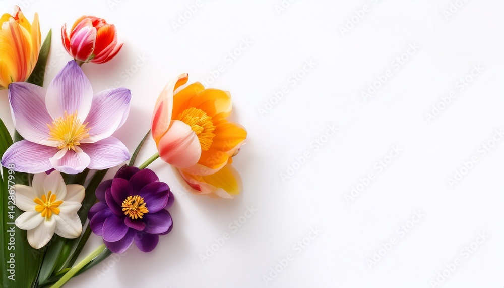 Naklejka premium a white background features spring flowers that are in bloom and isolated
