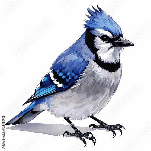 Sapphire flight blue jay  isolated watercolor vector illustration svg
