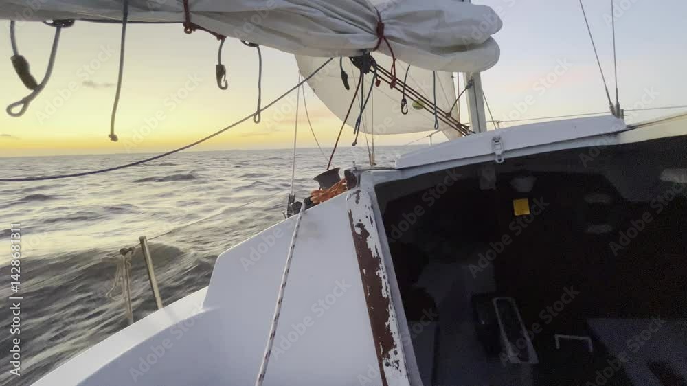 Velejando durante o pôr do sol