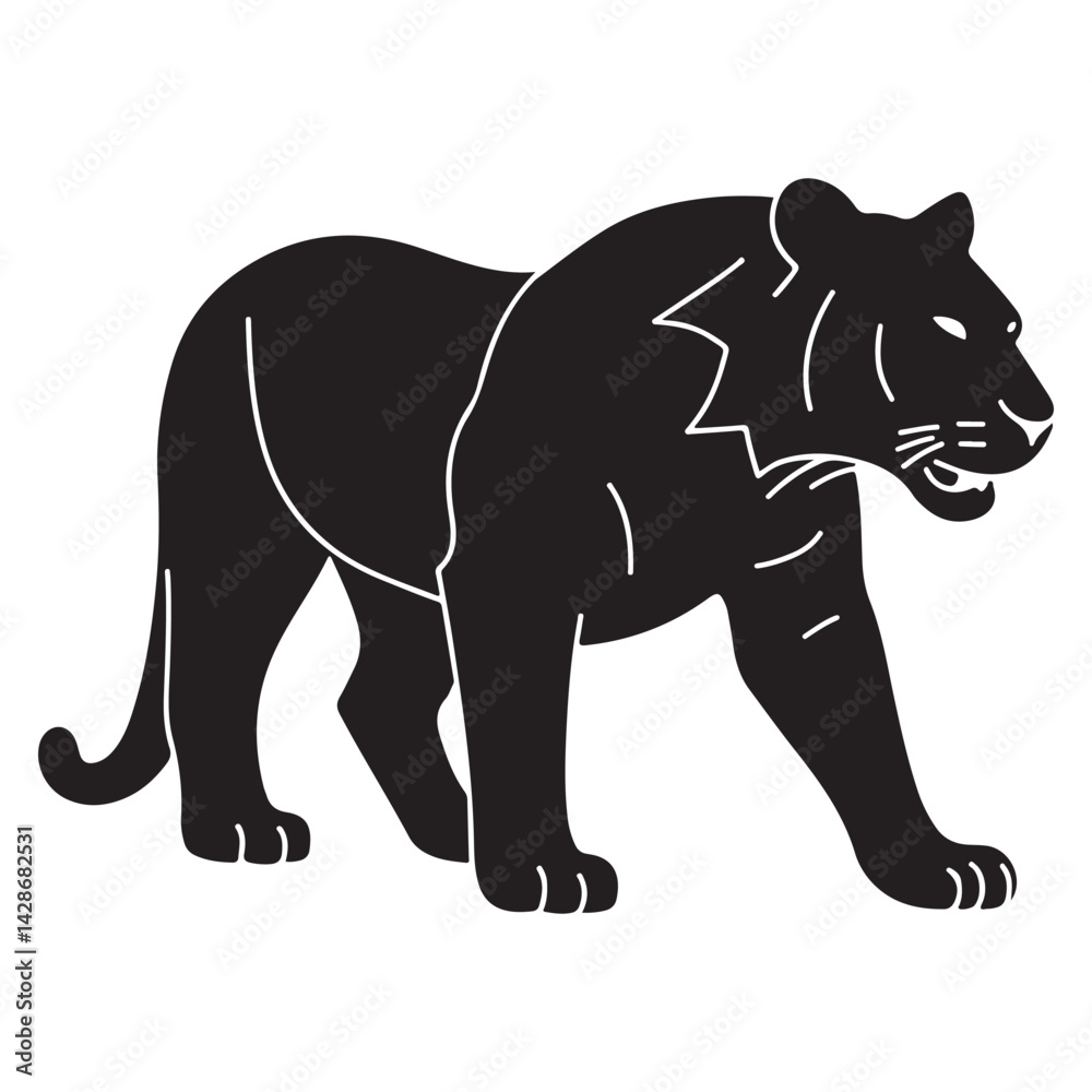Fototapeta premium Tiger silhouette vector on a white background. illustration eps 10