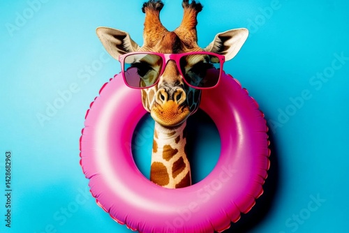 Summer vibes captured by a fashionable giraffe.
