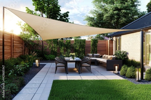 Elegant terrace showcasing a modern garden aesthetic.