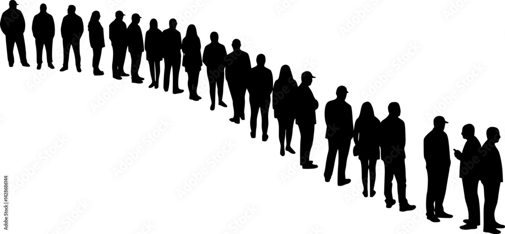 Naklejka premium vector set of people waiting in queue silhouette vector 