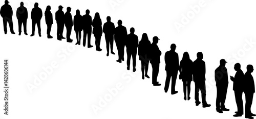 vector set of people waiting in queue silhouette vector
