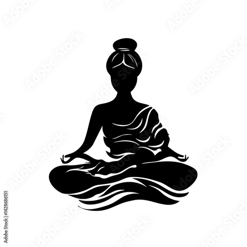Mother nursing infant in meditation, serene silhouette