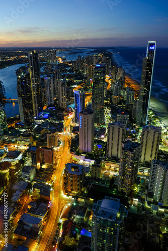 View of Surfers Paradise lit up at night