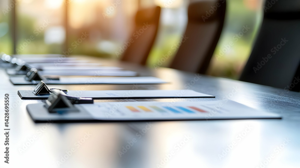 Obraz premium Business Documents On Conference Table With Charts