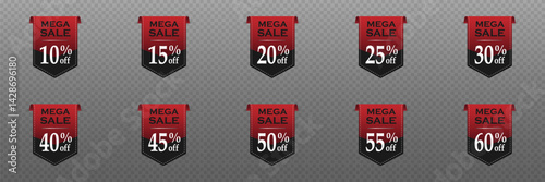 Sticker set, big sale and discounts. Stickers of offers and percentages.