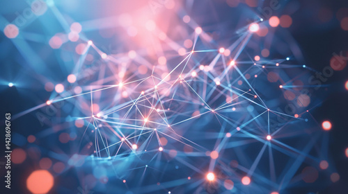 Interconnected Network: A Vibrant Display of Glowing Lines and Dots, Illustrating the Complex Relationships in Modern Technology.