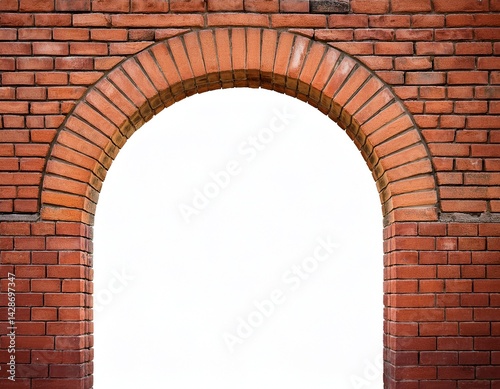 brick archway brick wall white background