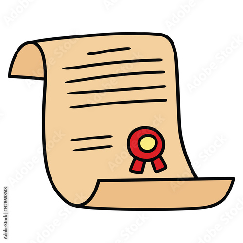 Hand drawn cartoon certificate on white background.
