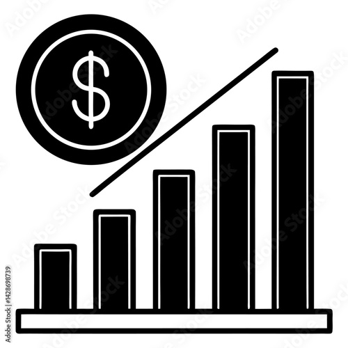 A 3D business graph with an arrow illustrates financial growth and market progress
