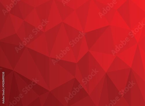 Faceted red gemscape triangles  light interplay