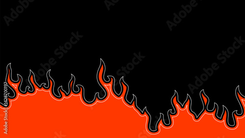 Background with fire lines. Outline of flames background. Continuous fire line design. Flame outline background. Fire Background. flame Background. doodle fire background. Flame Seamless Pattern.