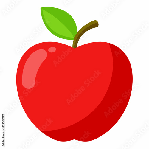 red apple with leaf