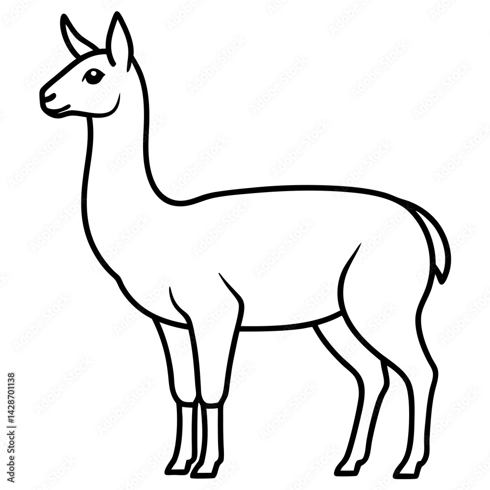 Fototapeta premium Minimalist Vicuna One-Line Art