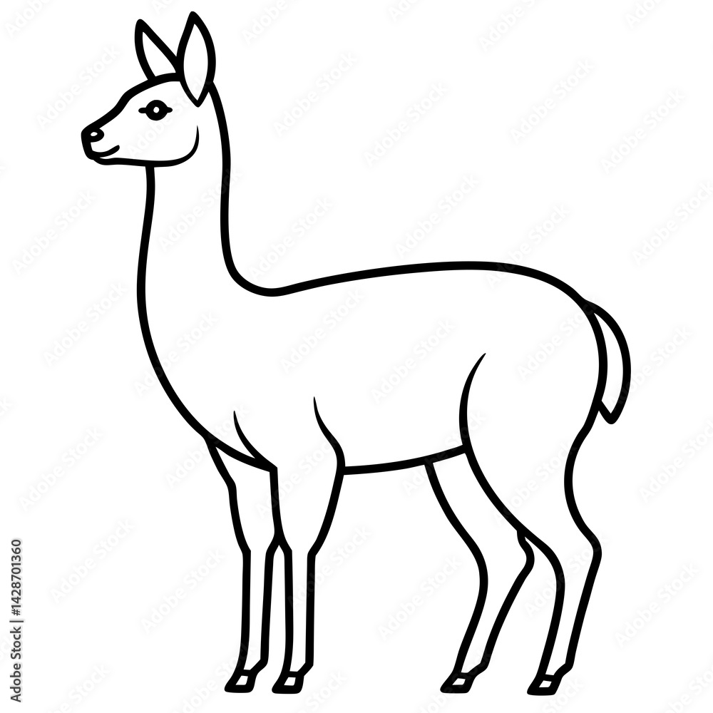 Fototapeta premium Minimalist Vicuna One-Line Art