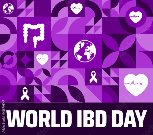 World IBD Day or World Inflammatory Bowel Disease Day Geometric shape pattern background banner or poster design template. observed every year in May. Holiday concept. Use to any Template, card.