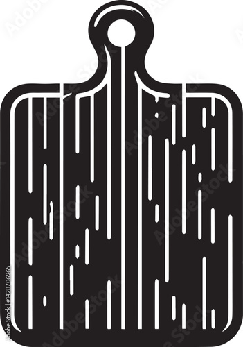 Cutting board kitchen silhouette vector, Wood chopping board shape, wooden kitchen tool icon for restaurant menu design
