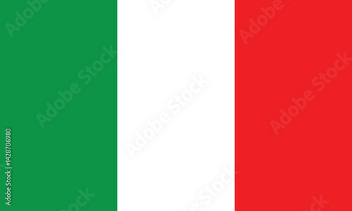 Flag of Italy. Flag icon. Standard colors. Standard sizes. Rectangular flag. Computer illustration. Vector illustration.