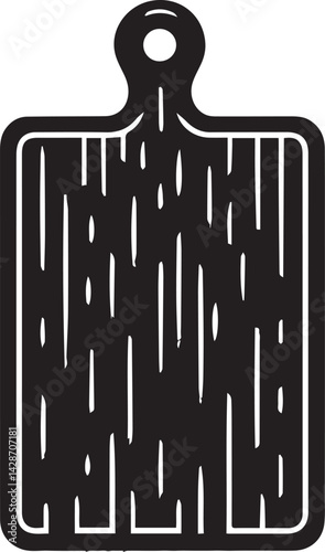 Cutting board kitchen silhouette vector, Wood chopping board shape, wooden kitchen tool icon for restaurant menu design