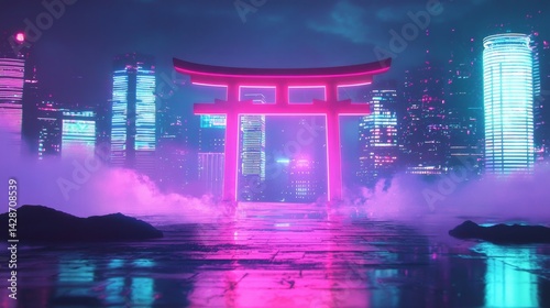 Visual art showcasing a blend of traditional and futuristic themes in anime style.