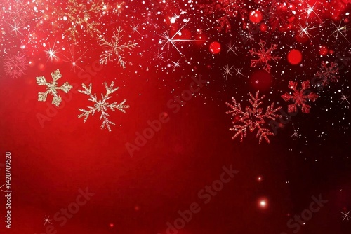 Festive Christmas Background Featuring Red Snowflakes