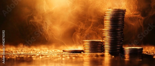 Rising Currency Value: A Symbolic Display of Gold Coins