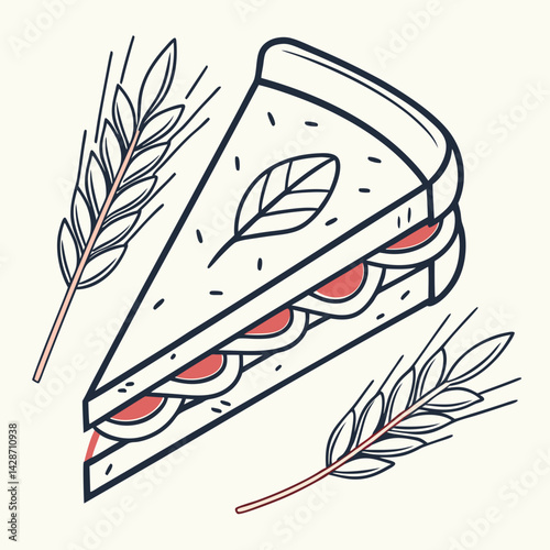 Slice of Bread Icon Flat Design.