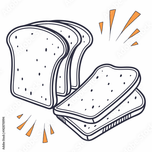Slice of Bread Icon Flat Design.