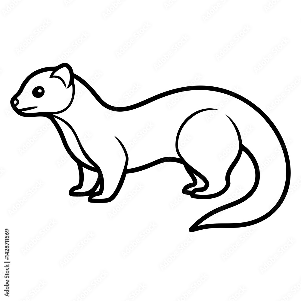 Fototapeta premium Clean & Simple Ferret Outline Illustration