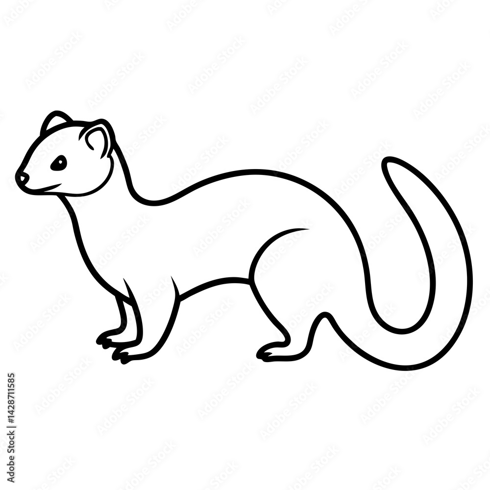 Clean & Simple Ferret Outline Illustration Clean & Simple Ferret Outline Illustration