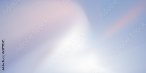 Pastel winter gradient background. Minimalist winter landscape. Sky. Puffy clouds. Soft pastel colors. Vector background. Light blue, purple and white.