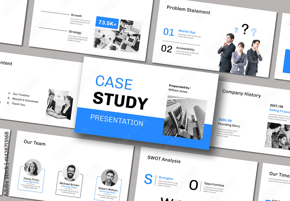 Modern And Minimalist Case Study Presentation Layout Stock Template ...