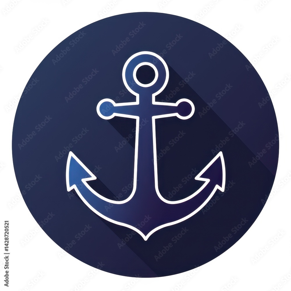 Modern Flat Icon of a Ship Anchor Representing Adventure Modern Flat Icon of a Ship Anchor Representing Adventure