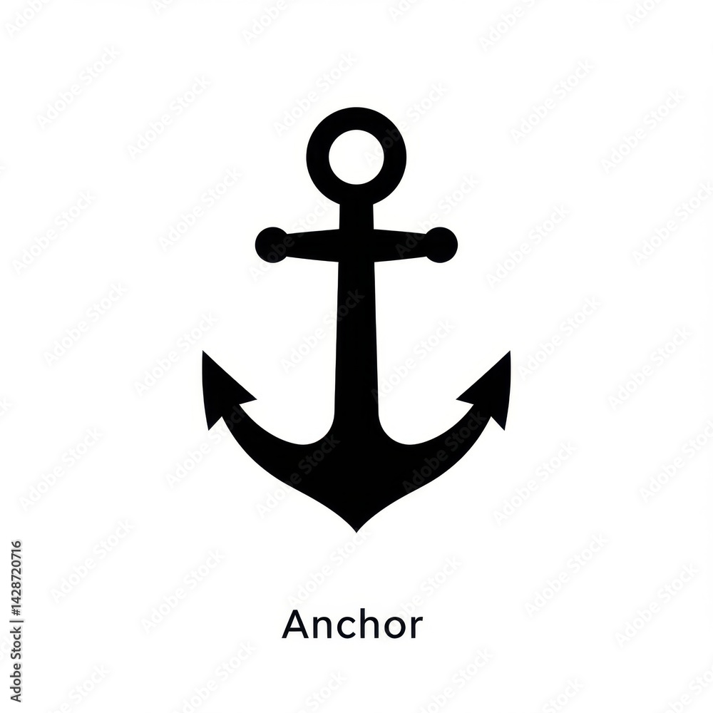 Minimalist Black Anchor Glyph Icon Minimalist Black Anchor Glyph Icon