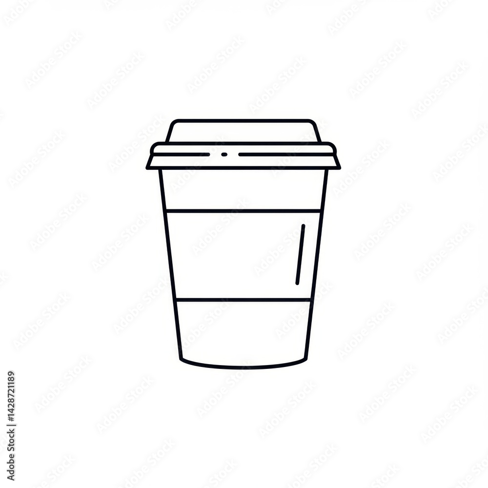 Line Art Vector Icon of a Disposable Coffee Cup with Lid Line Art Vector Icon of a Disposable Coffee Cup with Lid