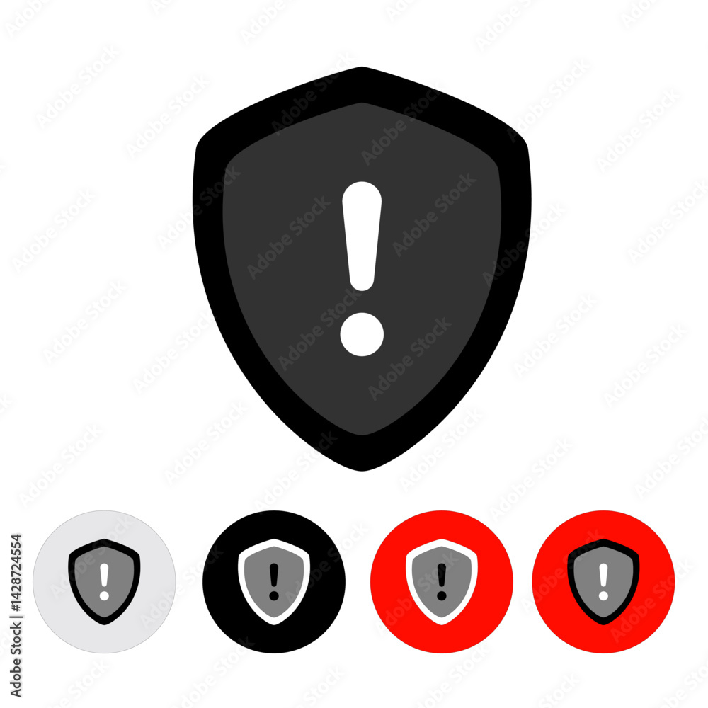 Shield-call icon, black, white and colored buttons Shield-call icon, black, white and colored buttons