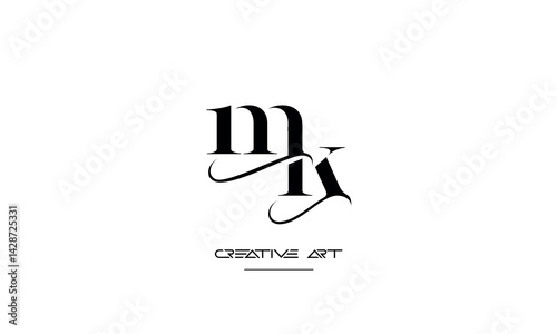 MK, KM, M, K abstract letters logo monogram