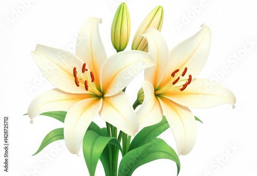 white lily isolated on white.