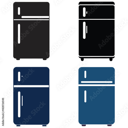 set of household appliances on white background