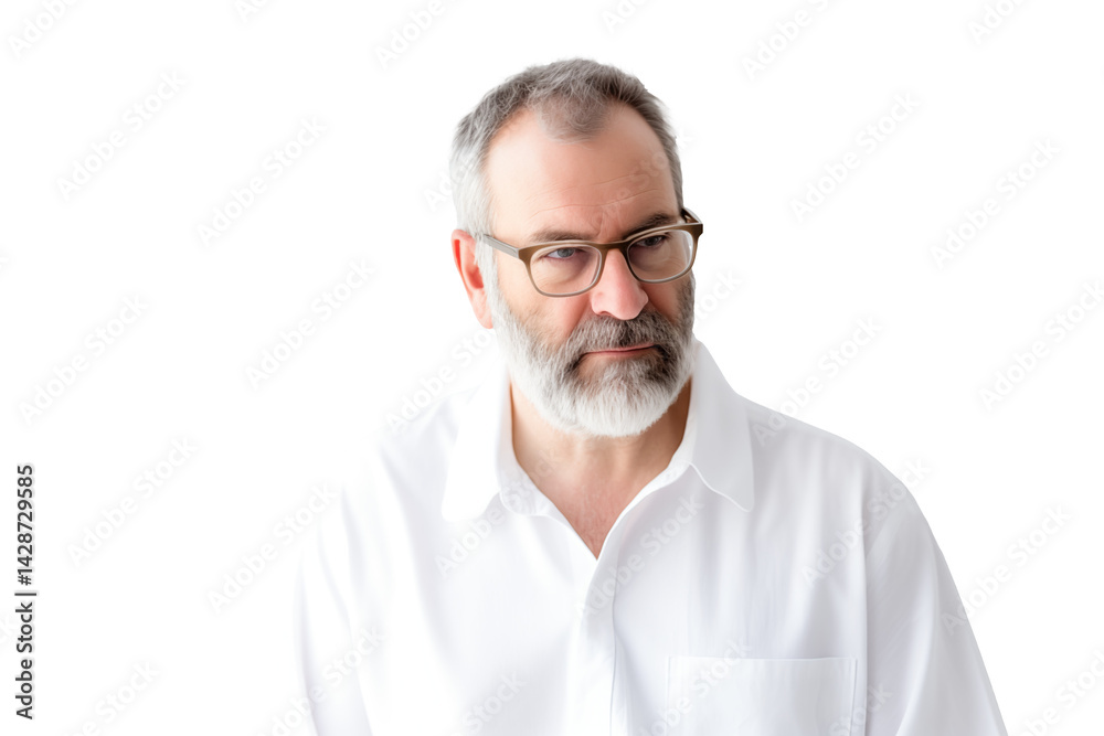 Man in Glasses and Brown Jacket with Orange Scarf Isolated on Transparent Background Man in Glasses and Brown Jacket with Orange Scarf Isolated on Transparent Background