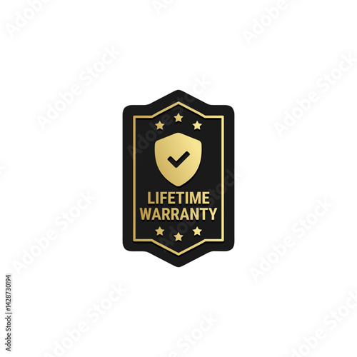 Lifetime warranty product label or stamp vector isolated eps. Lifetime warranty label vector isolated for product packaging design element.